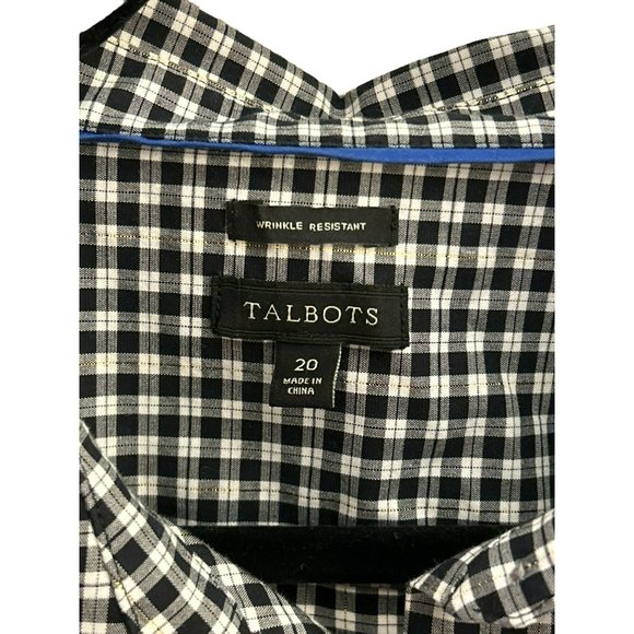 Talbots Women's Black White Gingham Gold Thread Plus Size Button Up Blouse Sz 20 - Picture 4 of 5